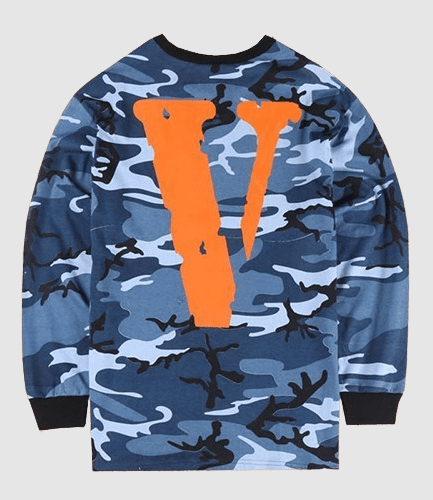 Vlone Og Vlone Friends Blue Camo Long Sleeve Shirt