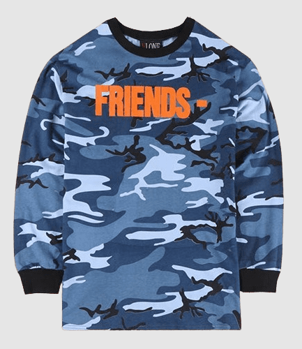 Vlone Og Vlone Friends Blue Camo Long Sleeve Shirt